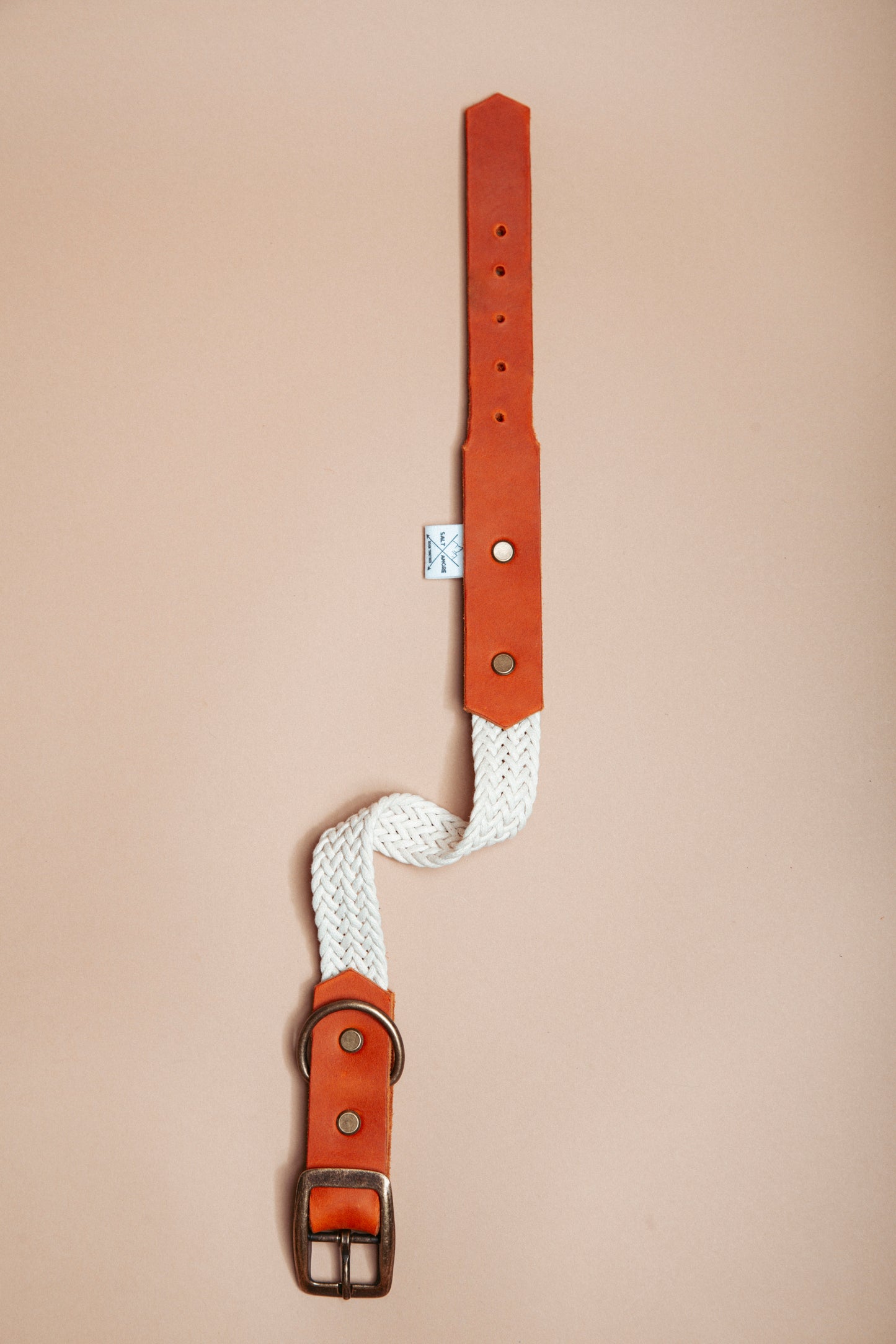 „Robustes, handgemachtes Hundehalsband aus gepflochtenem Gurtband und weichem Fettleder im beliebten Bohostil – langlebige, stylische Dogwear. Das Hundezubehör für deinen Alltag oder dein nächstes Abenteuer!