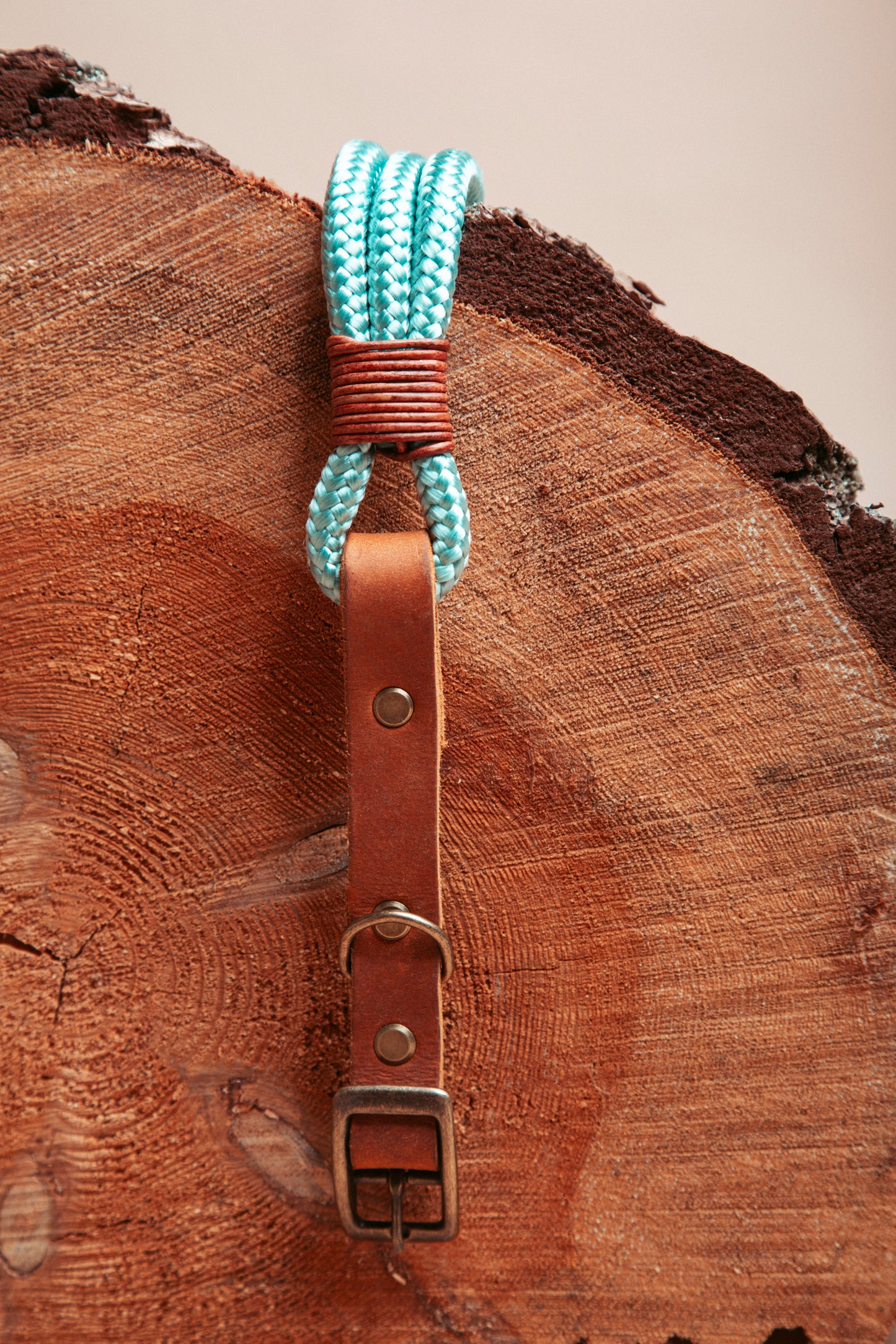 „Robustes Hundehalsband aus Kletterseil und weichem Fettleder – langlebige Dogwear. Das Hundezubehör für den Alltag in verschiedenen Farbtönen!" Mit stabilen Karabinern und wasserabweisenden Seil, für dein nächstes Abenteuer!