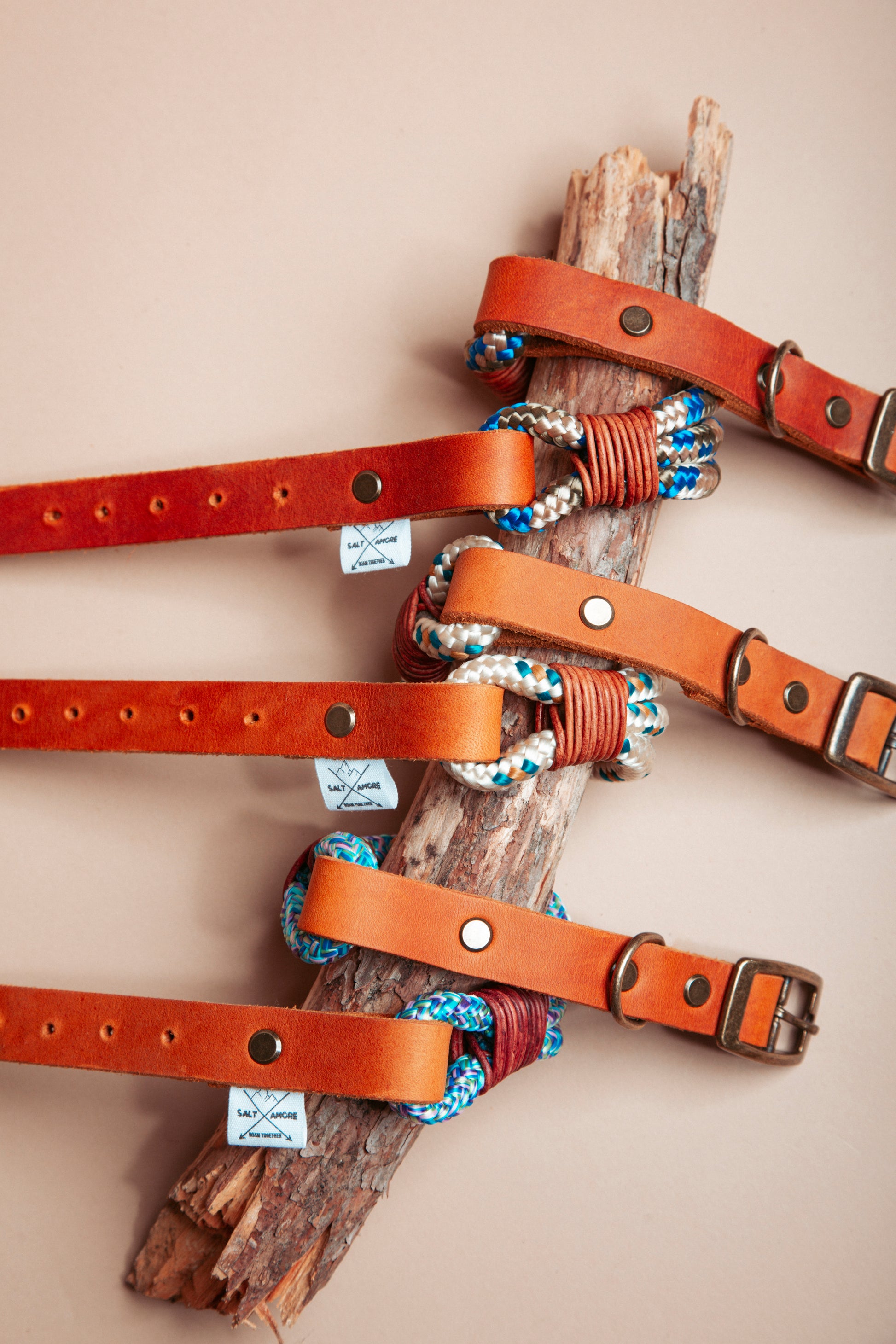 „Robustes Hundehalsband aus  Kletterseil und weichem Fettleder  – langlebige Dogwear. Das Hundezubehör für den Alltag in verschiedenen Farbtönen!" Mit stabilen Karabinern und wasserabweisenden Seil, für dein nächstes Abenteuer! 